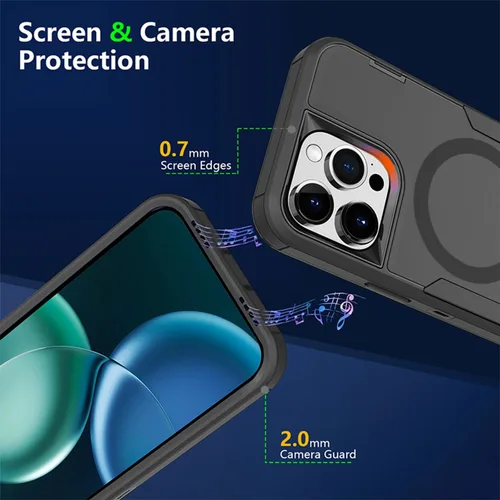 Vista 8 de Funda diseñada para iPhone 16 Pro, magnética, doble protección, resistente y duradera, compatible con MagSafe, clip trasero desmontable, a prueba