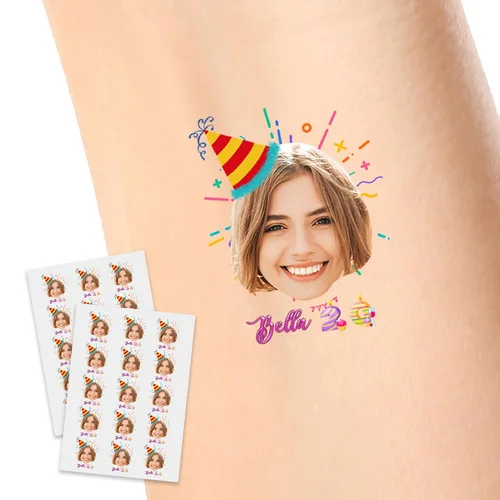 Vista 26 de YESCUSTOM Tatuajes temporales personalizados con foto, tatuaje facial personalizado con logotipo para adultos, parejas, mujeres, hombres, tatuajes