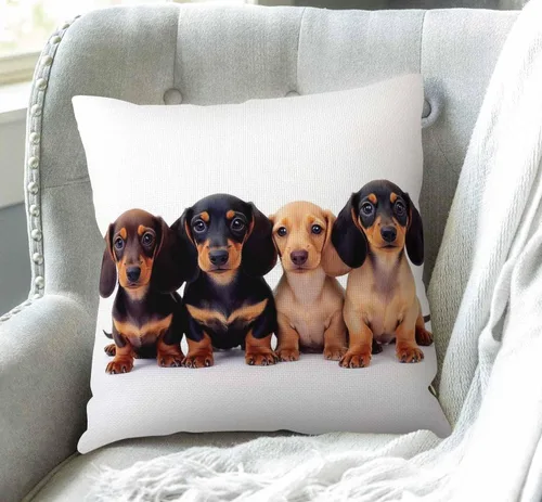 Vista 3 de Swono Funda de almohada cuadrada de lino y algodón para perros salchicha, funda de cojín estándar para hombres y mujeres, decoración del hogar Sw-003