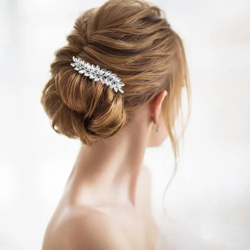 Vista 5 de 3 pinzas para el pelo nupcial con diamantes de imitación, horquillas de cristal, horquilla plateada, pasador de joyería para novias, damas de honor