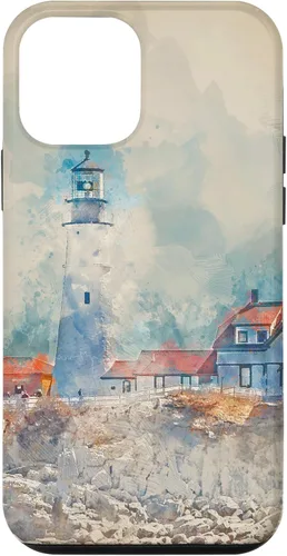 Vista 16 de iPhone 16 Artistic Lighthouse Painting Case