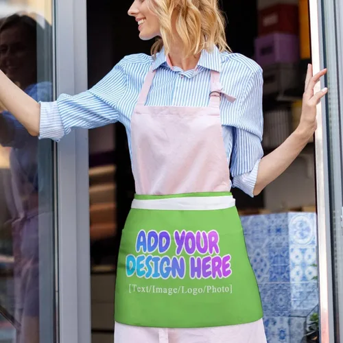 Vista 148 de AXKEUDO Delantal personalizado con bolsillos, delantales de cintura para camarera para cocinar en casa, restaurante, servir trabajo