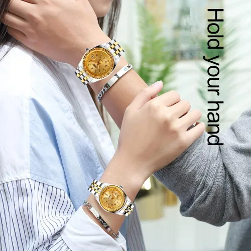 Vista 2 de SKMEI Watches for Couples Men and Women His and Hers Pair Watch Set Husband Wife Valentines Matching Wedding Gifts Classic Stainless Luxry Business
