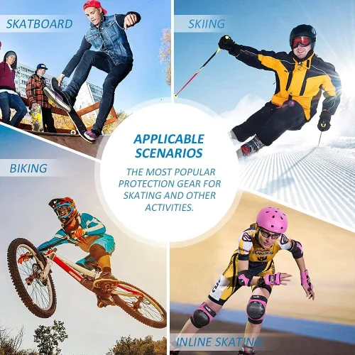 Vista 8 de JBM - Juego de equipo de protección para patinaje para niños y adultos, desde principiantes hasta avanzados, casco para monopatín, rodilleras