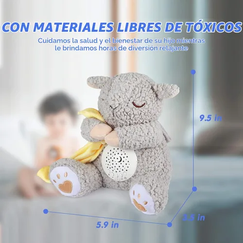 Vista 8 de BEREST - Máquina de ruido blanco para bebé en forma de animal de peluche, con latido del corazón de mamá, ovejas y canciones de cuna, proyector