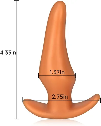 Vista 5 de Masturbador de tapón anal suave, tapón de silicona líquida con base de seguridad, consolador anal dorado, dilador de vagina, expansor anal