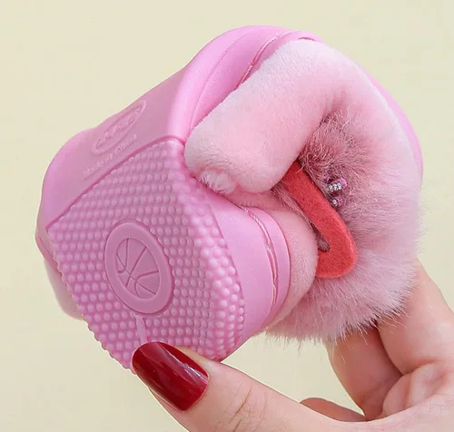 Vista 5 de Pantuflas para niñas y niños, pantuflas de casa de gato, pantuflas mullidas, pantuflas rosadas, pantuflas cálidas de invierno, zapatos suaves