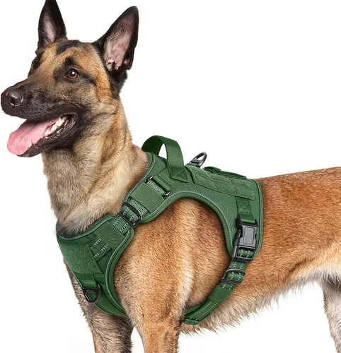 Vista 20 de rabbitgoo - Arnés para perros pequeño sin tirones, chaleco táctico de servicio con Molle y asa de control, arnés militar ajustable y reflectante