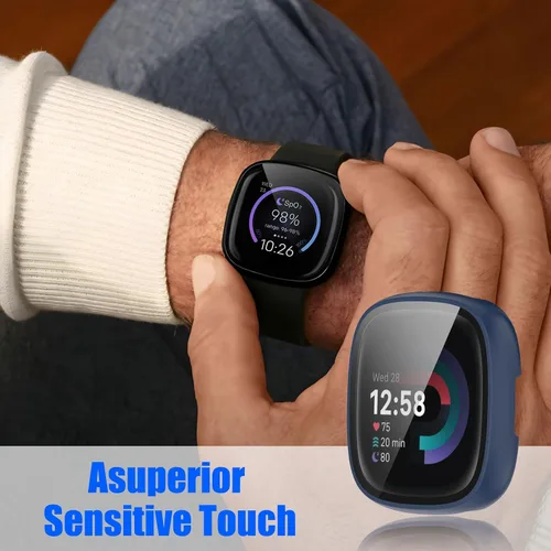Vista 7 de Paquete de 6 fundas protectoras de pantalla para Fitbit Sense 2 / Versa 4 [cobertura completa], parachoques de policarbonato duro, accesorios