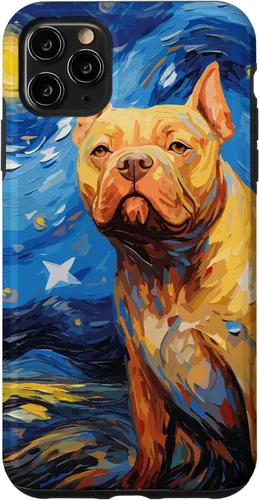 Vista 11 de Funda para iPhone 14 American Bully Starry Night para perro, mamá, perro, papá