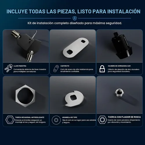 Vista 4 de Cerradura de leva tubular con llaves extraíbles, llaves iguales removibles. Cerradura de almacenamiento para compartimento de RV, cerraduras