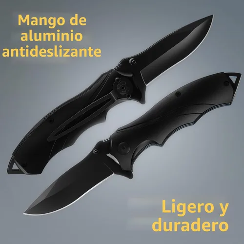 Vista 6 de Navaja táctica Grand Way para hombres - Navaja de bolsillo negra - Mejor navaja asistida por resorte con rompevidrios y clip de bolsillo - Navajas
