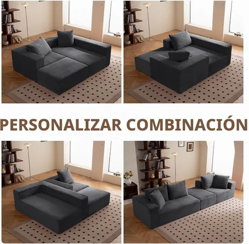 Vista 7 de Sofá modular modular moderno de 108 pulgadas en forma de L sin hueso con asiento profundo, sofá seccional para sala de estar, dormitorio