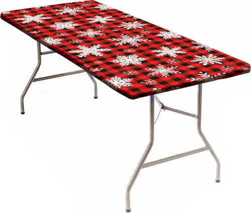 Vista 18 de Mantel rectangular elástico ajustable, con textura de madera de granja, cubierta de mesa de poliéster para mesa de bufé, picnic, cafeterías Mantel