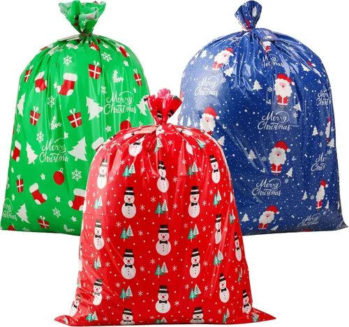 Vista 11 de CCINEE Bolsas de celofán de Navidad, bolsas de golosinas surtidas de Navidad con lazos torcidos, bolsas de galletas de caramelo para suministros