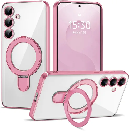 Vista 11 de Funda compatible con Samsung Galaxy S24 Plus con soporte de anillo magnético [compatible con Mag-Safe] protector de lente de cámara chapado Dorado