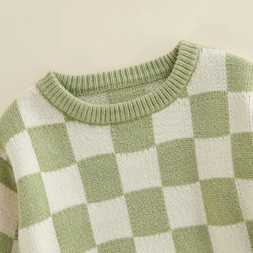 Vista 4 de Kuriozud Suéter de punto con cuello redondo para bebé niño y niña, suave y cálido, ropa de otoño e invierno