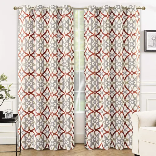 Vista 38 de Cortinas DriftAway Alexander de oscurecimiento para sala de estar, mezcla de lino con patrón, térmicas, oscurecedoras, geométricas, estilo marroquí