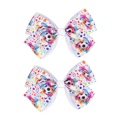 Vista 5 de Pinzas para el pelo de fútbol, cinta de fútbol, accesorios para el cabello para niñas, pinzas para el cabello de fútbol, 2 unidades, color negro