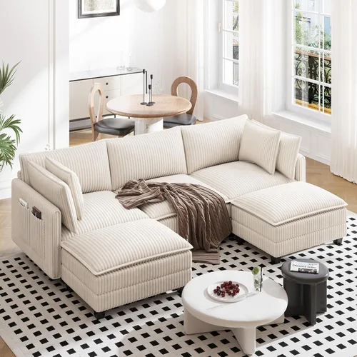 Vista 19 de Vesgantti 74" Cloud Couch for Living Room, 2 Seaters Deep Seat Sectional Modular Sofa, Double Cushion Corduroy Small Sofas Living Room Couches for