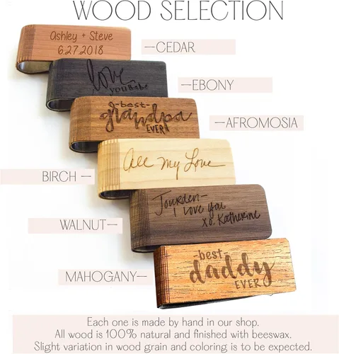 Vista 5 de Danique Clip de madera real para dinero con grabado personalizado, regalo del día del padre para papá, regalo de jubilación personalizado para papá