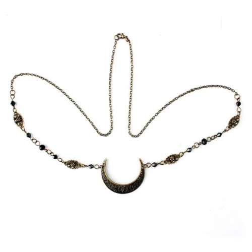 Vista 2 de Aimimier Boho Moon Crystal Head Chain Crescent Moon Forehead Chain - Banda para el pelo para mujer, aleación