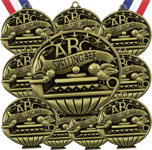 Vista 20 de Express Medals Pack of 10 (or More) Engraved Scholastic Academic Award Medals with RWB Neck Ribbons