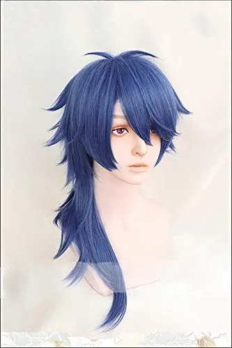 Vista 4 de Peluca corta de anime cosplay zafiro azul fiesta peluca de Navidad