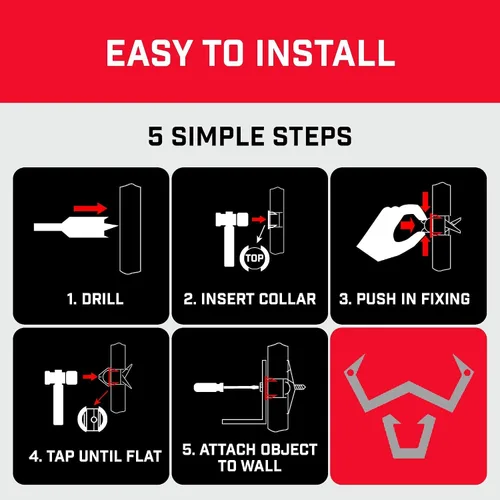 Vista 7 de Bullfix - Kit de anclajes y tornillos para paneles de yeso, soporta 255 libras, paquete de 6 Heavy Duty Drywall Anchors for Shallow Hollow Cavity
