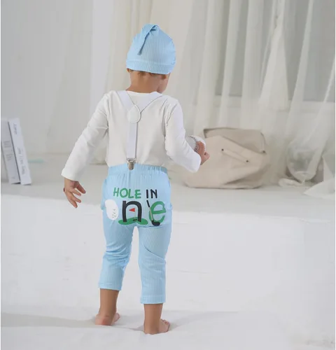Vista 3 de Traje de primer cumpleaños para bebé niño niño de un año de edad, traje de niño con agujero en una sola ropa