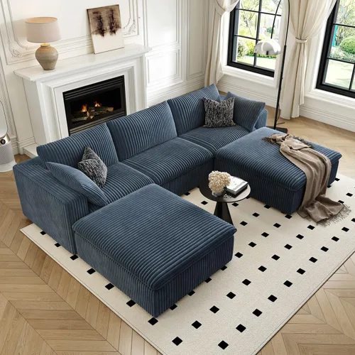 Vista 28 de LoveSeat Cloud Couch Sofá Seccional Modular para Sala de Estar, Sofá Moderno con Asiento Profundo, Sofá de 2 Plazas Sin Huesos con Otomana, Cómodos