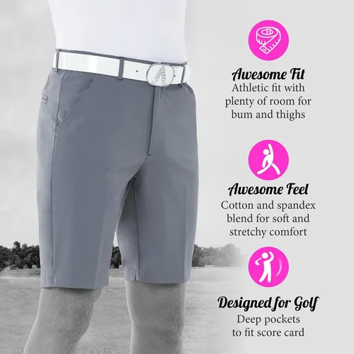 Vista 7 de Royal & Awesome Mens Golf Shorts, Slim Fit Golf Shorts, Stretch & Breathable Fabric, Quick Dry, Water Repellent Carbón vegetal