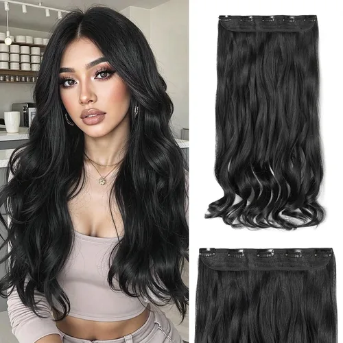 Vista 31 de S-noilite Extensiones de cabello de una pieza con clip, color rubio balayage de 18 pulgadas, en forma de U, extensiones de cabello de trama de una
