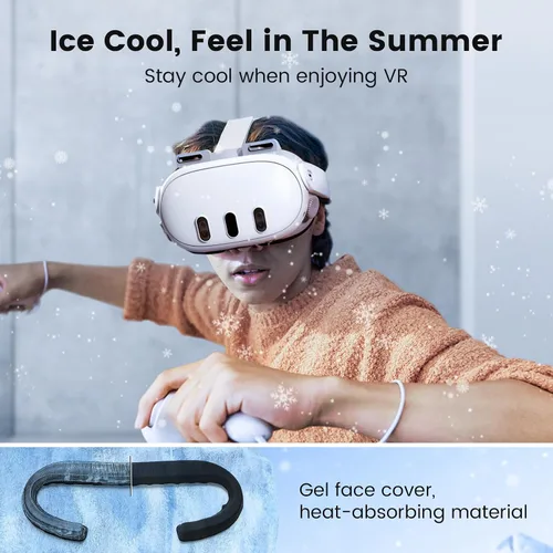 Vista 2 de Cooling Gel Face Pad Cover for Oculus Quest 3, Facial Interface with 2 Replacement Soft Face Cushion Pad, Including Anti-Leakage Nose Pad and Lens