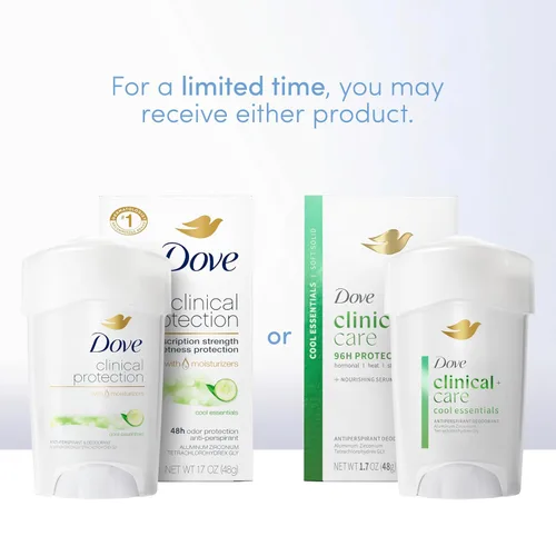 Vista 3 de Dove Clinical + Care Clinical Protection Antitranspirant Cool Essentials con suero nutritivo 96 horas de protección contra olores 1.7 onzas
