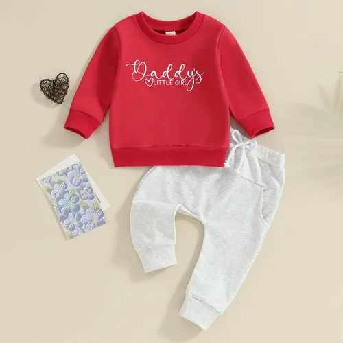 Vista 2 de YINGISFITM Conjunto de sudadera con estampado para bebé y niña, sudadera larga para otoño e invierno