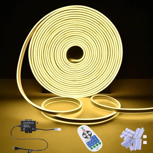 Vista 15 de DELight Tira de luces LED de neón blanca cálida de 10 pies AC 110 V IP65, impermeable, cortable, regulable, flexible, tira de luces LED DIY