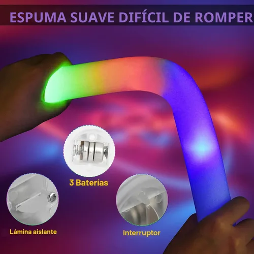 Vista 2 de LifBetter Varillas luminosas a granel, varillas de espuma LED en la oscuridad con 3 modos intermitentes de espuma LED multicolor iluminan recuerdos