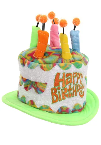 Vista 2 de Sombrero Peluche Pastel de Cumpleaños Arcoíris para Adultos Multicolor