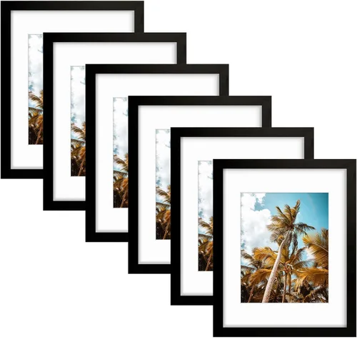 Vista 18 de Frametory, Marco de fotos de 11 x 14 pulgadas con paspartú para fotos de 8 x 10 pulgadas, moldeado ancho de vidrio de alta definición, accesorios