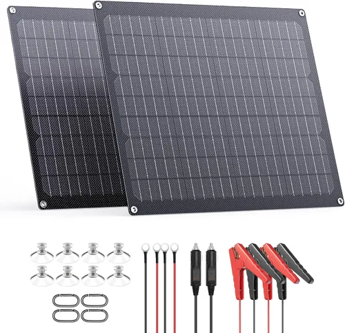 Vista 9 de ZOUPW Cargador de batería solar de 20 W y 12 V, cargador de batería solar con controlador de carga inteligente integrado, impermeable IP68