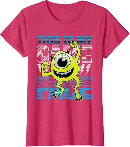 Vista 11 de Disney Pixar Monsters Inc. Mike Wazowski Game Face Camiseta Negro