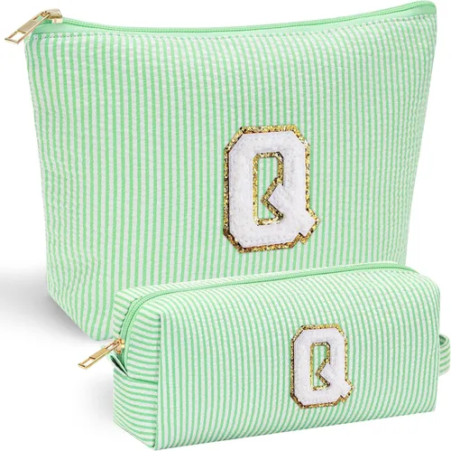 Vista 92 de YOOLIFE Regalos del Día de la Madre para Mujeres, Bolsa de Maquillaje con Iniciales, Bolsa de Maquillaje para Viaje, Bolsa de Maquillaje Negro