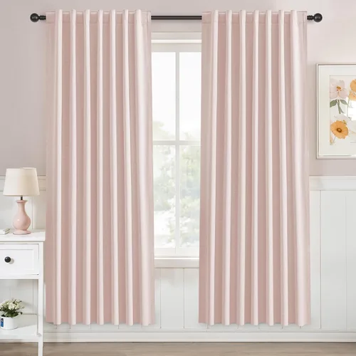 Vista 91 de UHITECH Cortinas opacas de 35 pulgadas de largo para sala de estar, 2 paneles, cortina opaca corta para cocina para ventanas pequeñas, cortinas