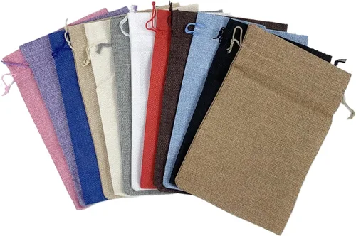Vista 67 de Palmhomee Paquete de 20 bolsas de regalo de arpillera con cordón, bolsas de joyería de lino, bolsas de yute de boda para joyas y bolsas