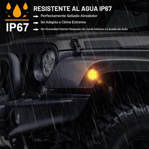 Vista 4 de Luces Marcadoras Laterales Compatibles con Wrangler JK 2007-2018 Guardabarros Delantero Conjunto de Lámpara LED Completa Lente Ahumado