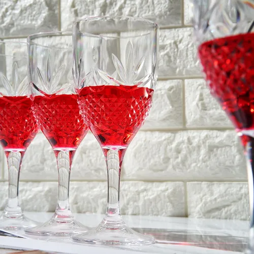 Vista 6 de Copas de vino de Tritan inastillables con tallo elegante, resellables Juego de 4 Vasos acrílicos de cristal de colores claros, reutilizable