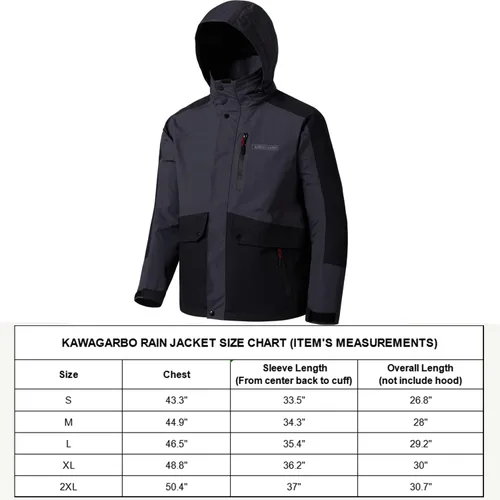 Vista 5 de KAWAGARBO Chaqueta impermeable resistente al viento transpirable para hombre, para pesca, senderismo, caza