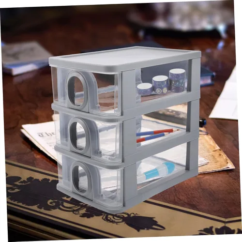 Vista 2 de PRETYZOOM Organizador de escritorio Caja de almacenamiento para suministros de oficina, maquillaje, cosméticos, diseño elegante para organización