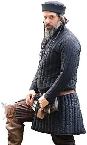 Vista 3 de Gambeson Coat Medieval Thick Padded Full Length Full Sleeves Gambeson Coat Aketon Jacket Armour SCA by ITS Medieval